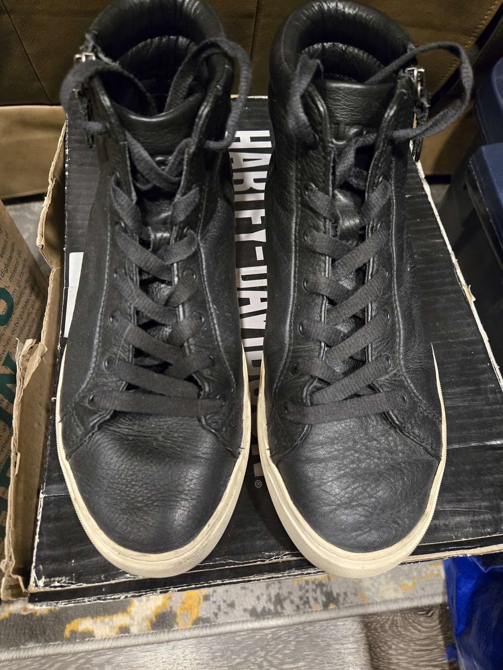 UGG Black High-Top Leather Sneakers with White Sole
